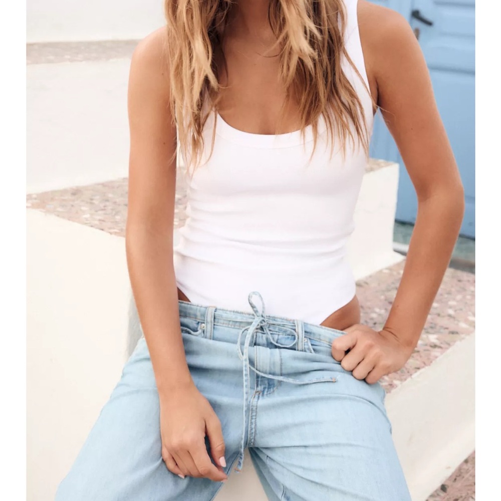 Zara White Sleeveless Bodysuit